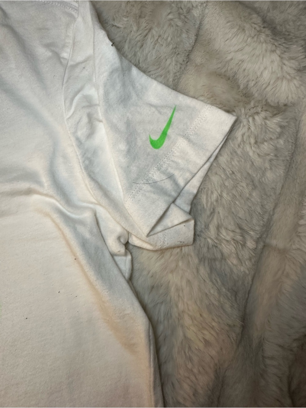 Nike White T-Shirt with Neon Green Script - Picture 4 of 8